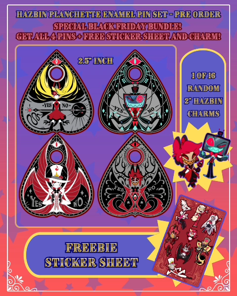 (Pre-Order) Black Friday - Hazbin Planchette Enamel Pin Series